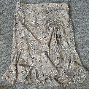 Max Studio Tan Wrap Midi Skirt with Ruffles